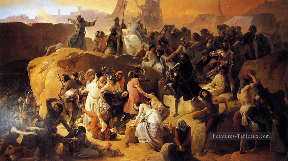 Croisés assoiffés près de Jérusalem romantisme Francesco Hayez Peintures à l'huile